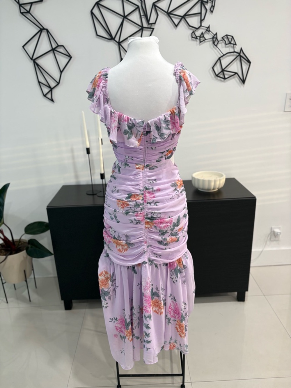 Astr Lavender Floral Ruffle High-Low Dress - Picture 4 of 8
